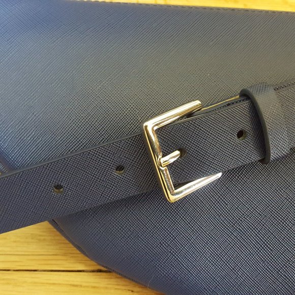 INC saffiano faux-leather women's belt bag/fanny pack -NAVY BLUE- MEDIUM - Picture 7 of 10